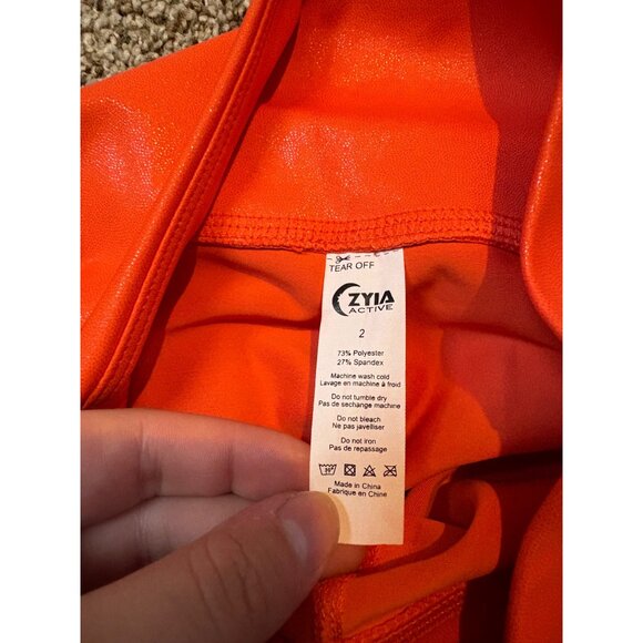 NEW Zyia Tangerine Metallic Plus Light n Tight High-Rise 7/8 24” Leggings Size 2 - Picture 6 of 11
